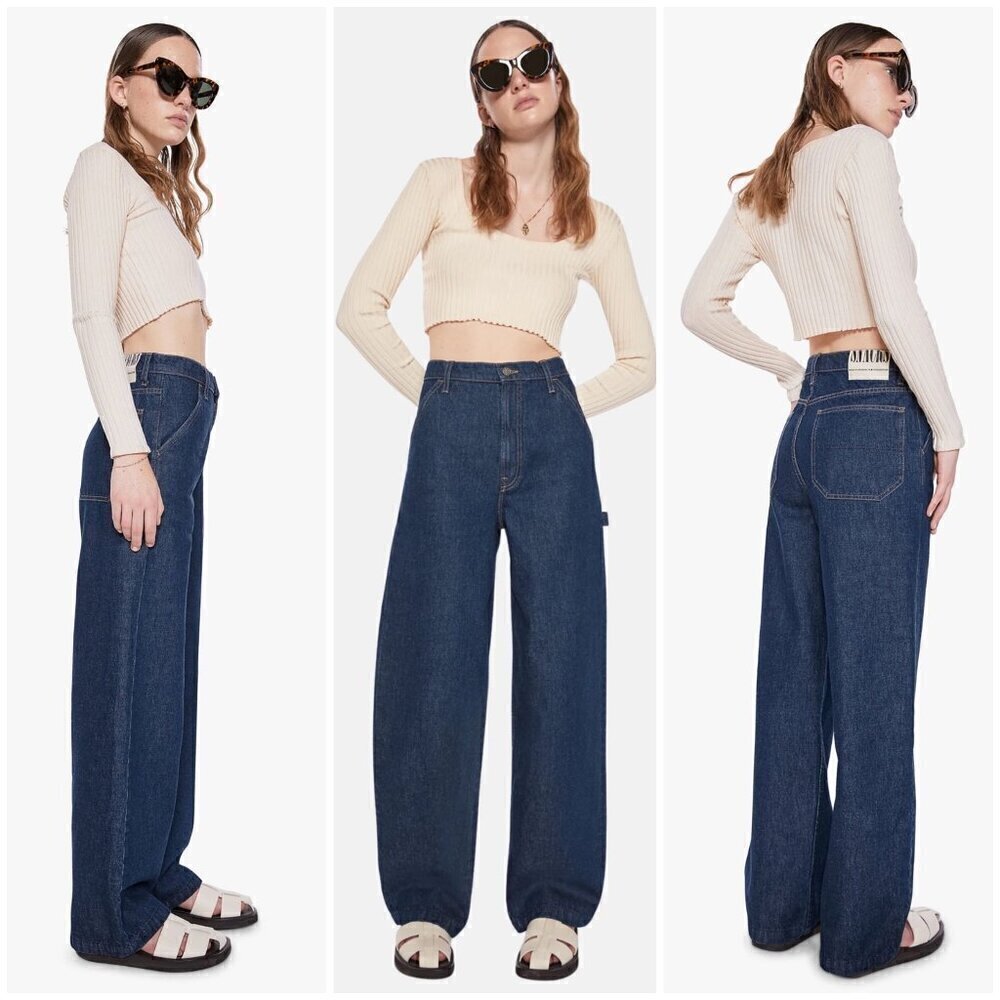 💕MOTHER SNACKS💕 The Fun Dip Utility Puddle Jeans ~ Cold Brew 29 NWT